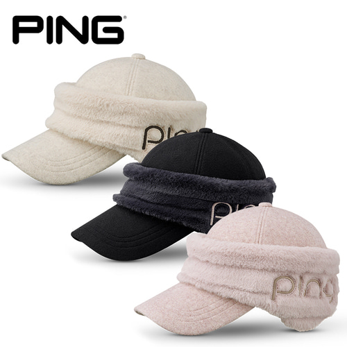 핑 겨울 골프모자 여성용 투웨이캡 3종컬러 프리사이즈