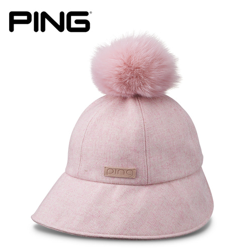 핑 겨울 골프모자 여성용 방울 버킷햇 핑크 프리사이즈