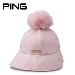 핑 겨울 골프모자 여성용 방울 버킷햇 핑크 프리사이즈