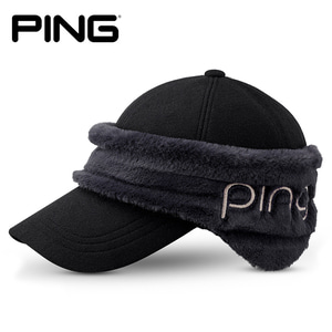 핑 겨울 골프모자 여성용 투웨이캡 블랙 프리사이즈